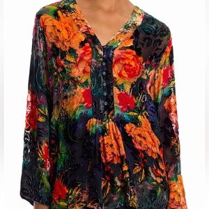 Johnny Was Botina Burnout Velvet Blouse NWT (oversized)